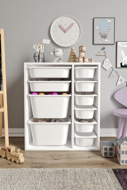 Kleiner Spielzeugschrank mit 10 Körben