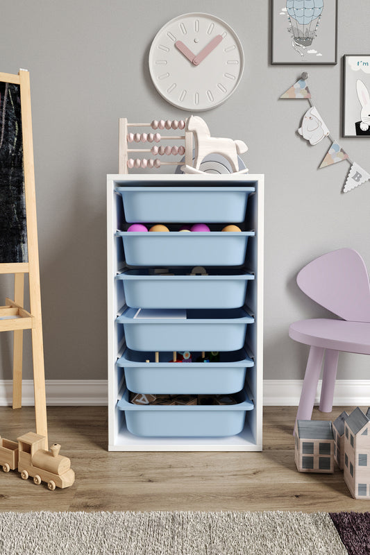 Kleiner Spielzeugschrank mit 6 Körben