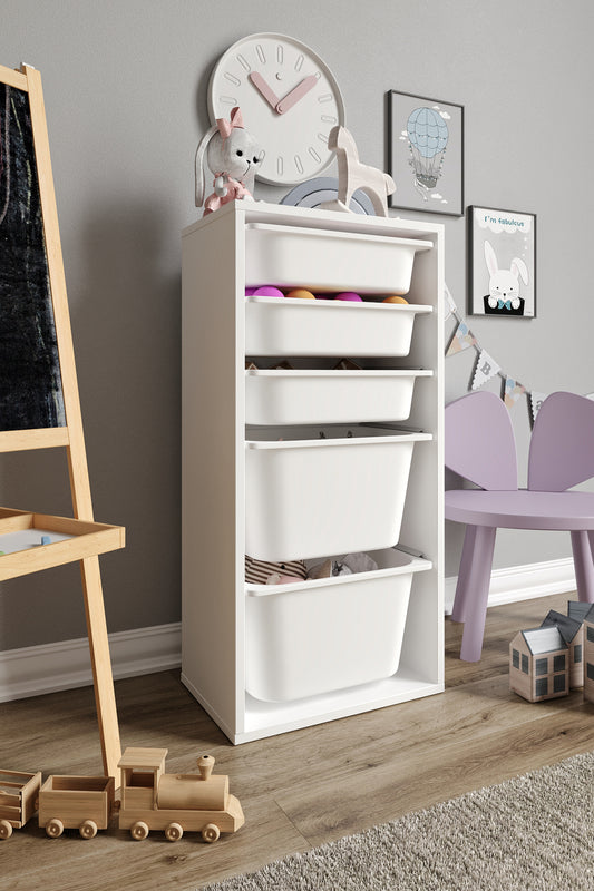 Mittlerer Spielzeugschrank mit 5 Körben