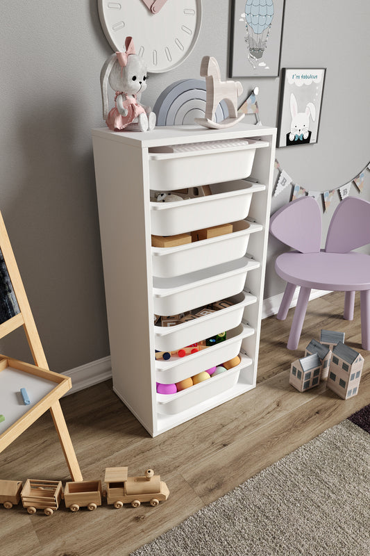 Mittlerer Spielzeugschrank mit 7 Körben