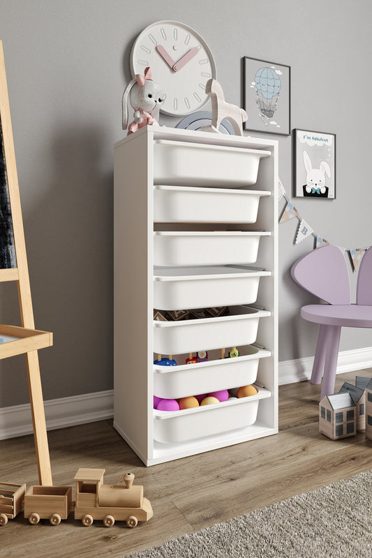 Mittlerer Spielzeugschrank mit 7 Körben