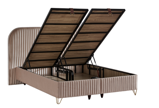 Line Visco Creme Bettgestell mit Kopfteil