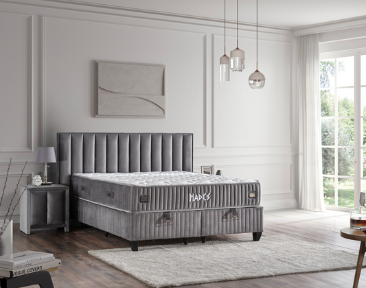 Hades Grau Boxspringbett mit Bettkasten