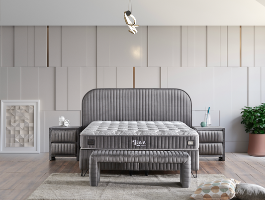 Line Visco Grau Boxspringbett mit Bettkasten