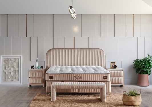 Line Visco Creme Boxspringbett mit Bettkasten