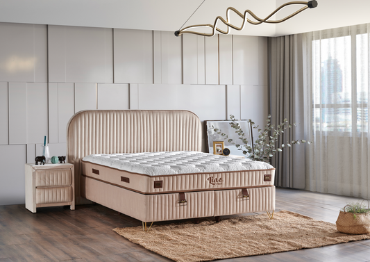 Line Visco Creme Boxspringbett mit Bettkasten