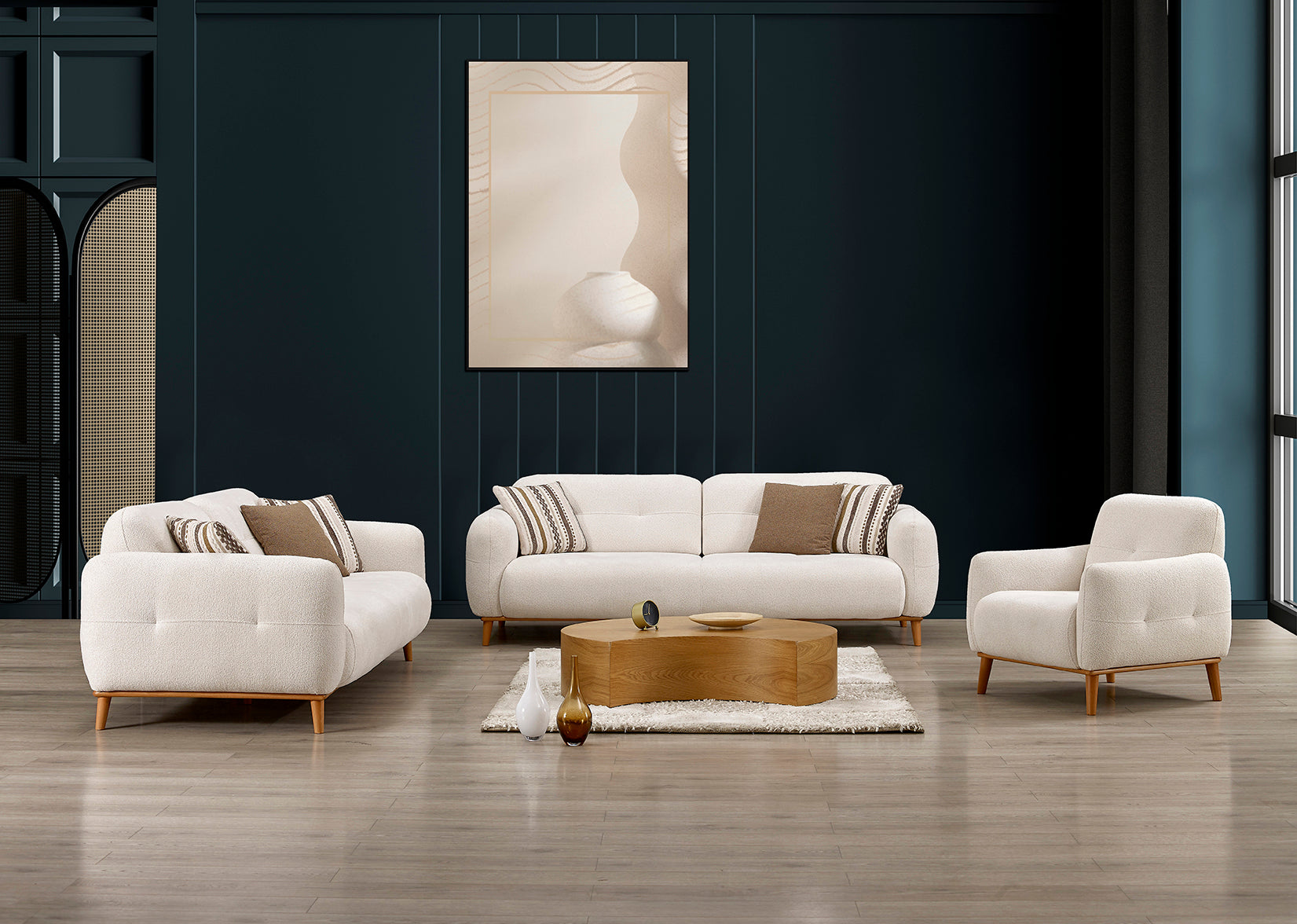 Carina Wohnzimmer Garnitur: 3-Sitzer Sofa + 1-Sitzer Couch – Leobed Home