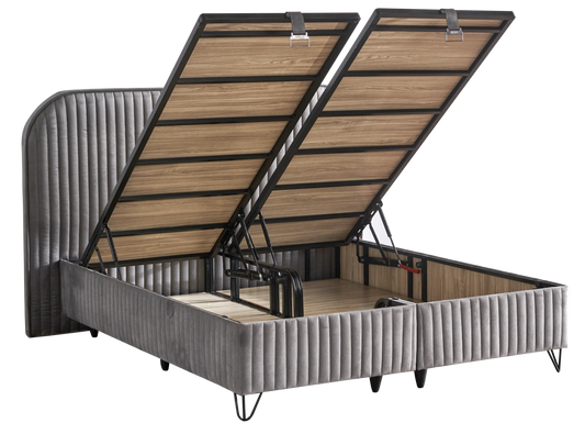 Line Visco Grau Bettgestell mit Kopfteil