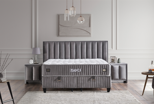 Hades Grau Boxspringbett mit Bettkasten