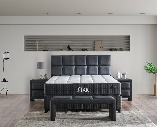 Star Anthrazit Boxspringbett mit Bettkasten