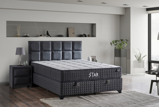 Star Anthrazit Boxspringbett mit Bettkasten
